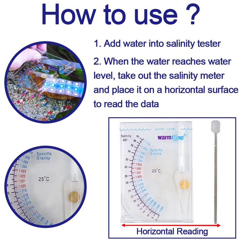 Abnaok Salinity Tester, Sea Specific Gravity Test for Fish Tank Pond Water Saltwater Freshwater, Accurate Automatic Hydrometer - Image 4
